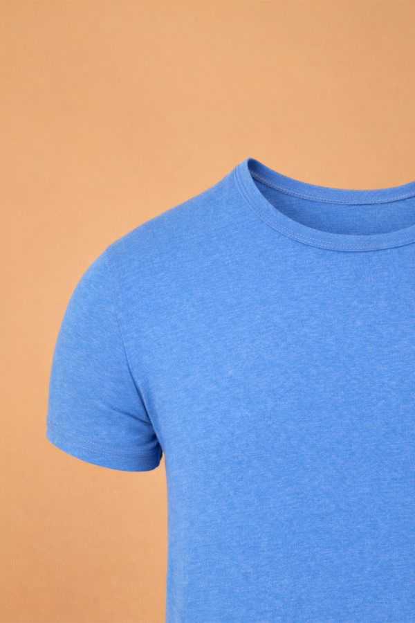 Playera Hombre Azul Casual Manga Corta de Algodón